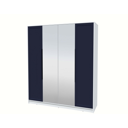 Шкаф распашной Тренд КТ-Ш4 (з) (Белый платинум ЛДСП/ Индиго ЛМДФ) Ш1800 В2128 Г547